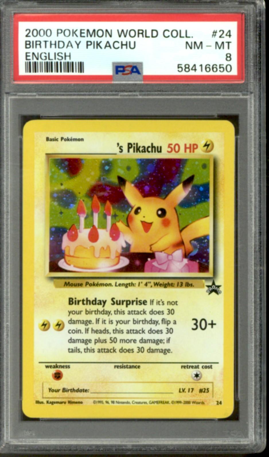 Pokemon World Collection Black Star Promo Birthday Pikachu 24 PSA 8 ...