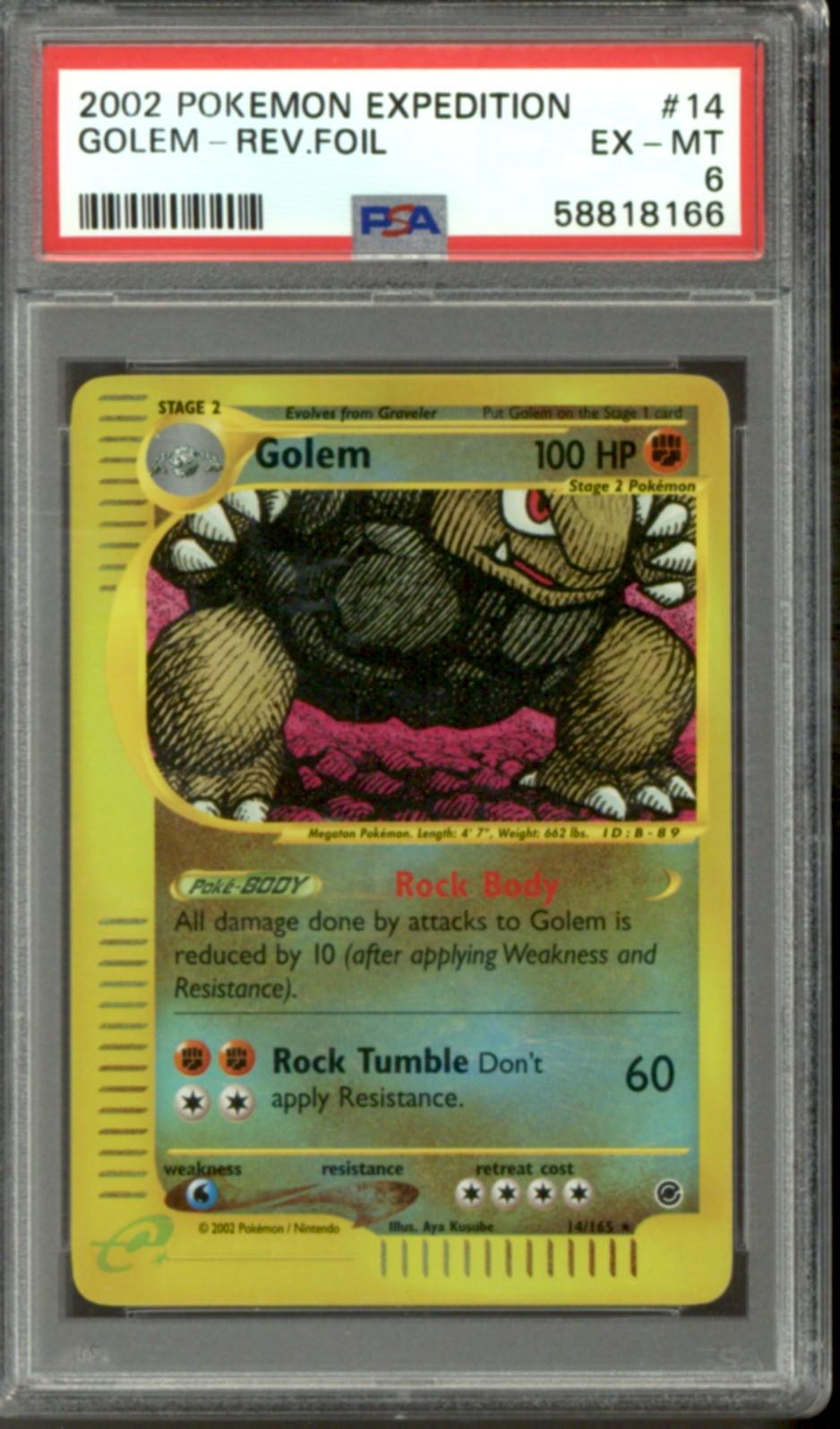 Pokemon Expedition Reverse Holo Foil Golem 14/165 PSA 6 DA Card World