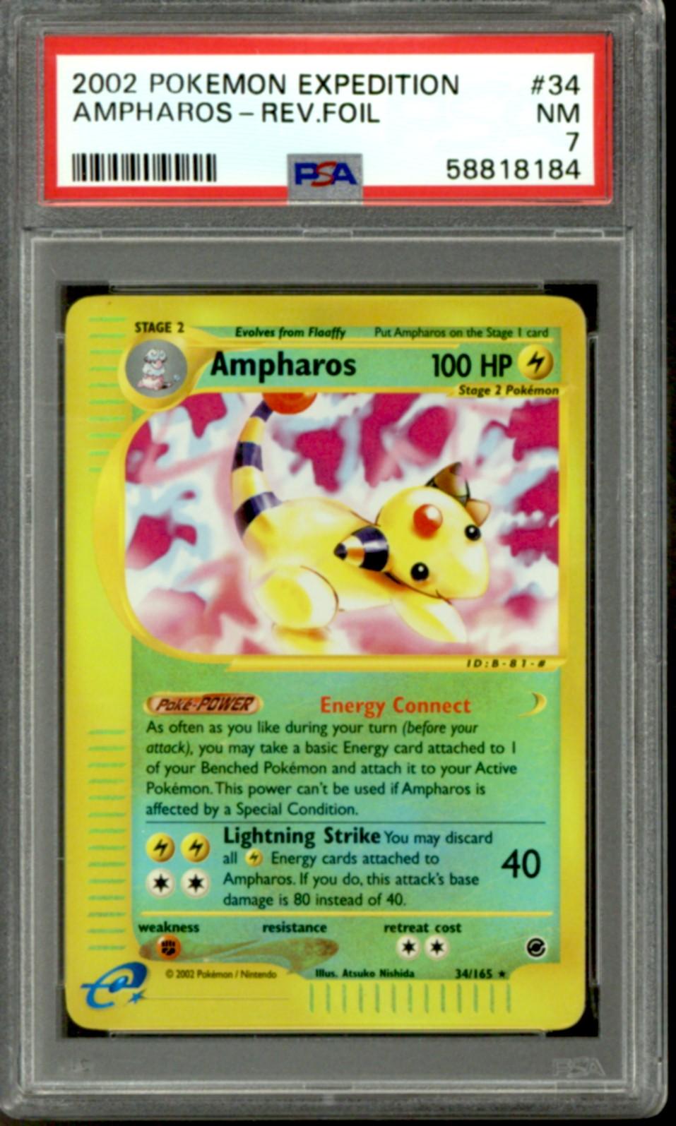 Pokemon Expedition Reverse Holo Foil Ampharos 34/165 PSA 7 DA Card World