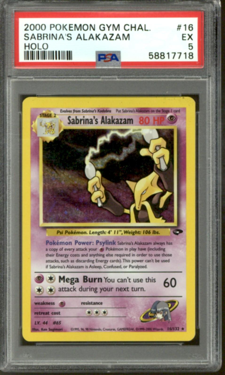Pokemon Gym Challenge Sabrina's Alakazam 16/132 PSA 5 | DA Card World
