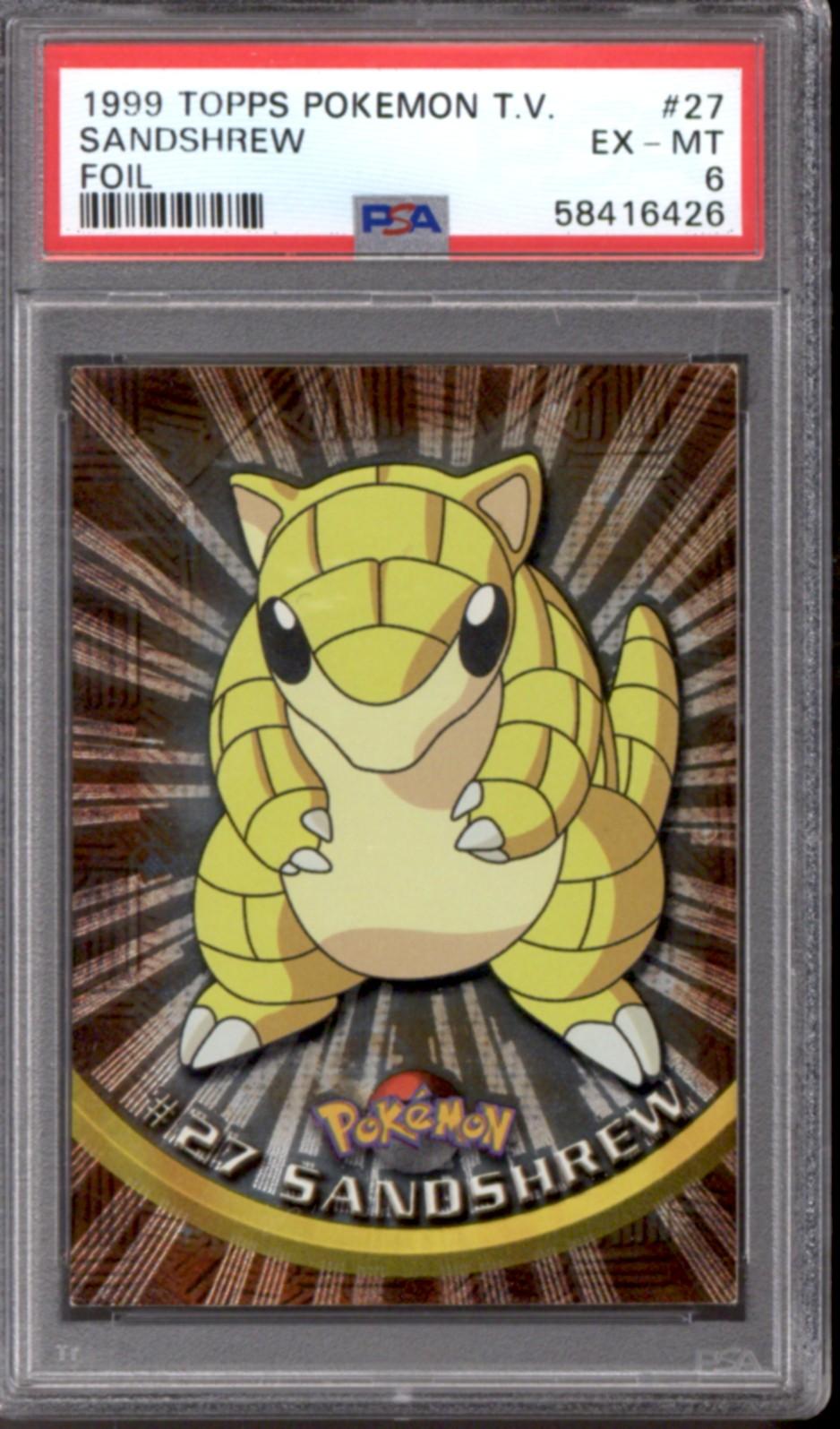 Pokemon Topps TV Series 1 Foil 2nd Printing Sandshrew 27 76 PSA 6 DA