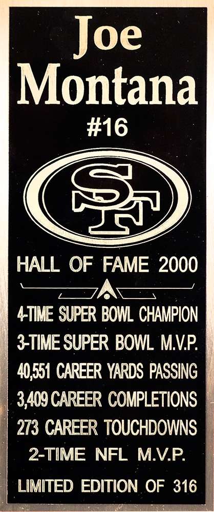 Joe Montana Autographed San Francisco 49ers Plaque #83/316 (Mounted ...