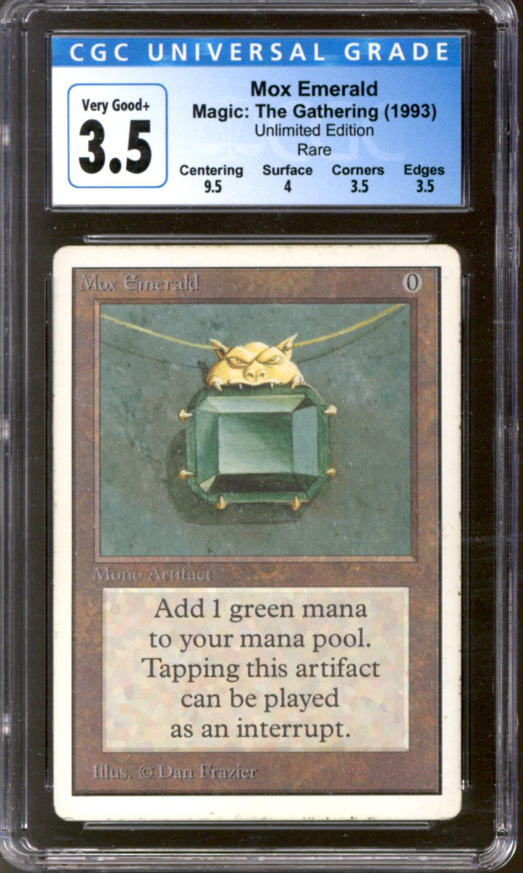 Magic the Gathering Unlimited Mox Emerald CGC 3.5 HEAVILY PLAYED (HP)