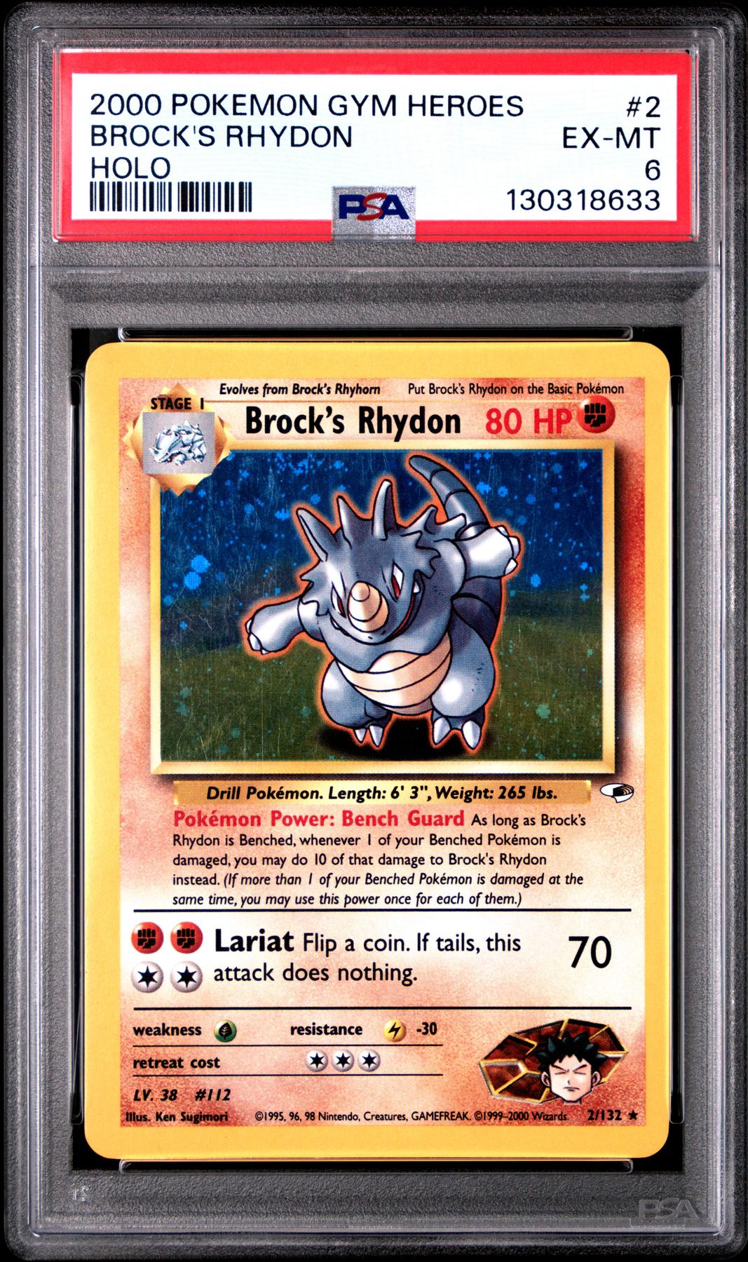 Pokemon Gym Heroes Brock's Rhydon 2/132 PSA 6 | DA Card World