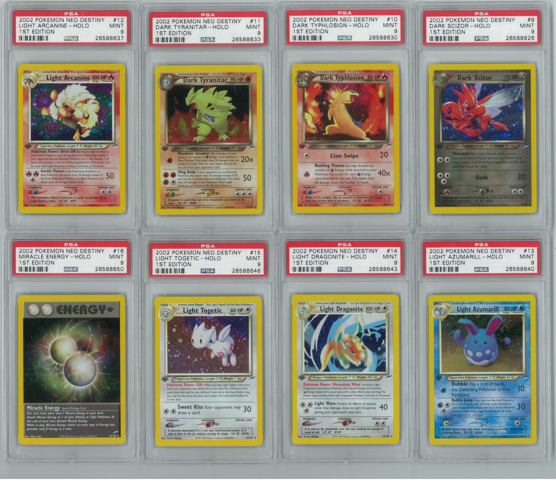 Pokemon Neo Destiny 1st Edition Complete Set - All Holos & Shinings PSA ...