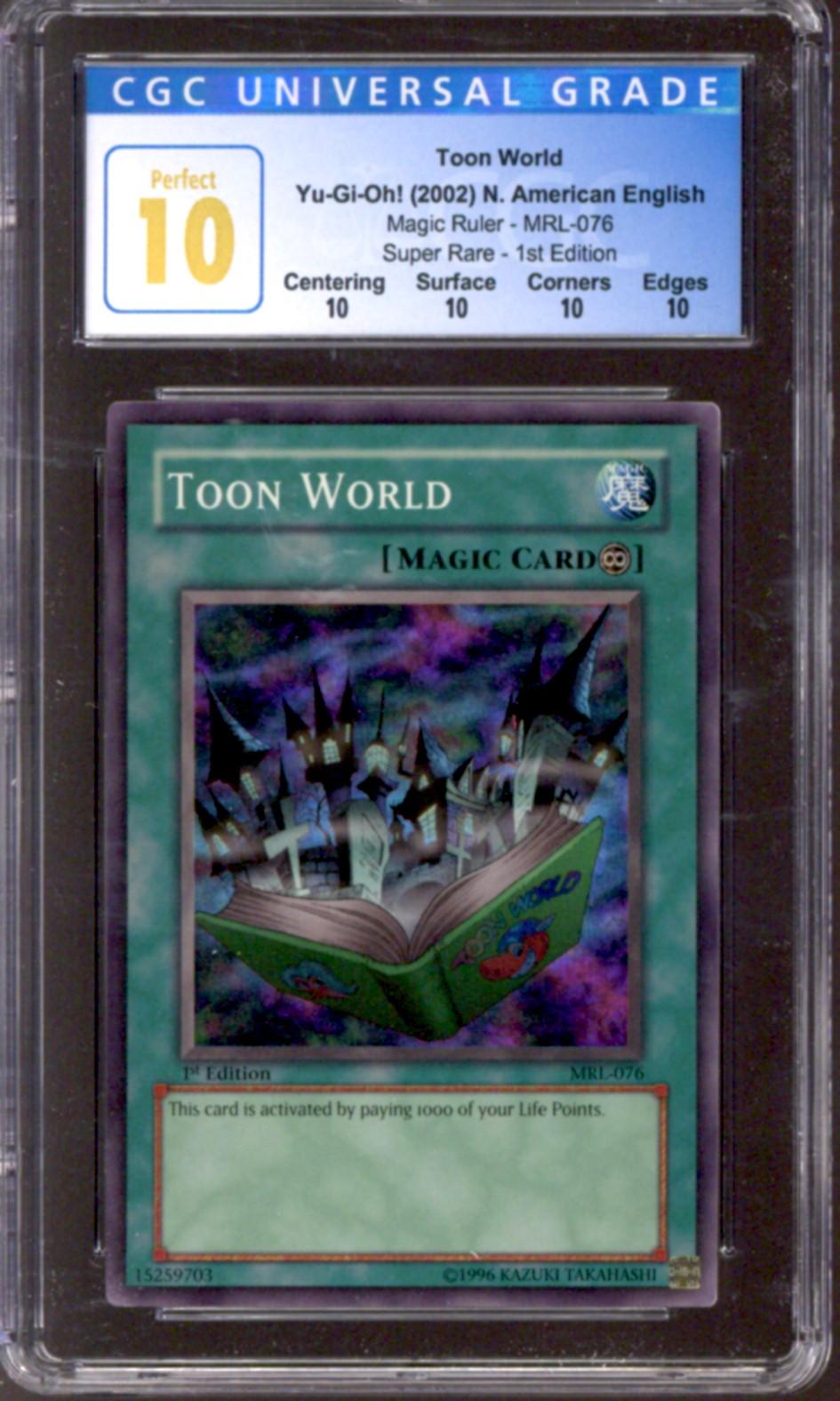 Yu-Gi-Oh Magic Ruler 1st Edition Toon World MRL-076 CGC 10 PERFECT QUADS  Pristine