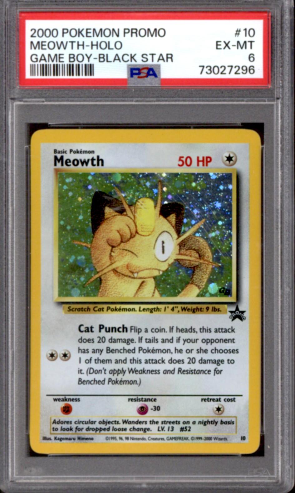 Meowth #10 Black Star Promo Holo Pokemon Card – Base Set, NM Condition