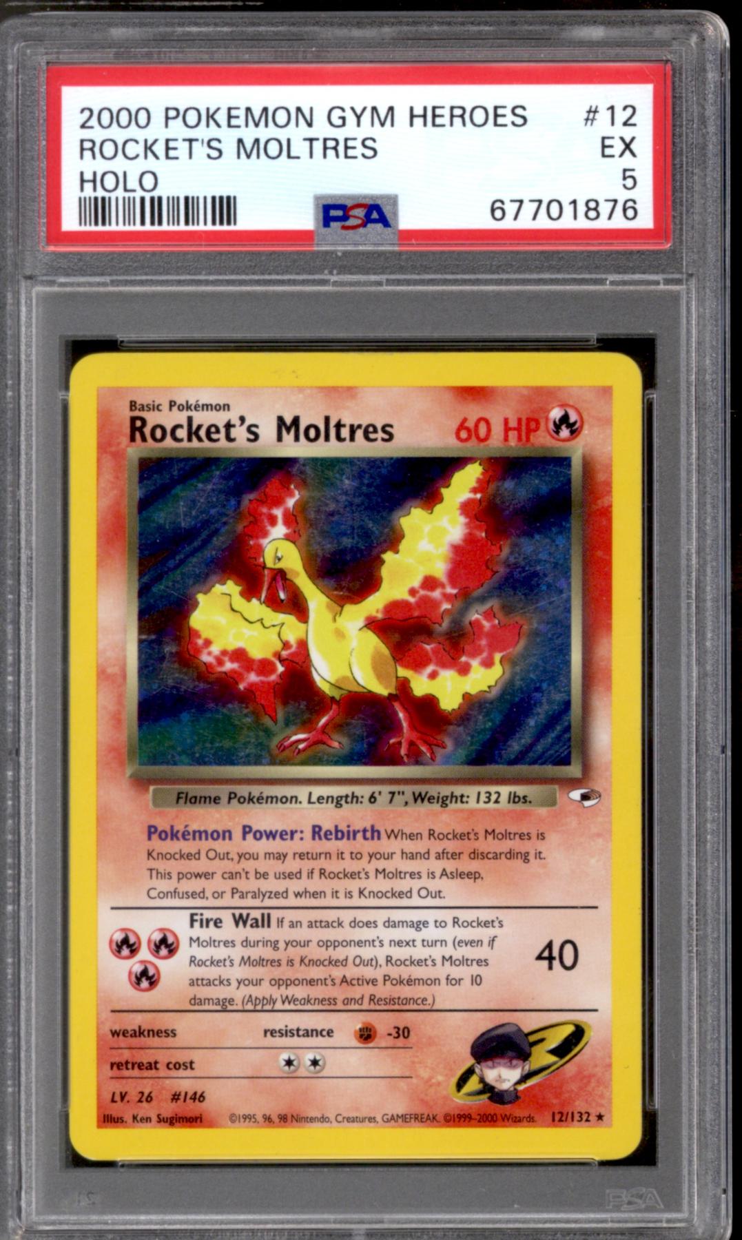 Pokemon Gym Heroes Rocket's Moltres 12/132 PSA 5 | DA Card World