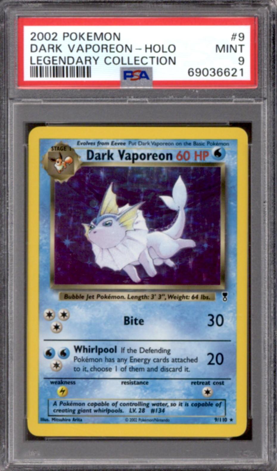 Pokemon Legendary Collection Dark Vaporeon 9/110 PSA 9 | DA Card World