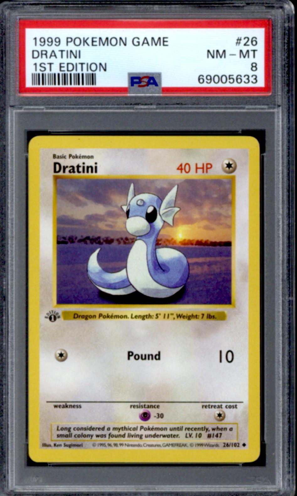 Pokemon Base Set 1st Edition Shadowless Dratini 26/102 PSA 8 | DA Card ...