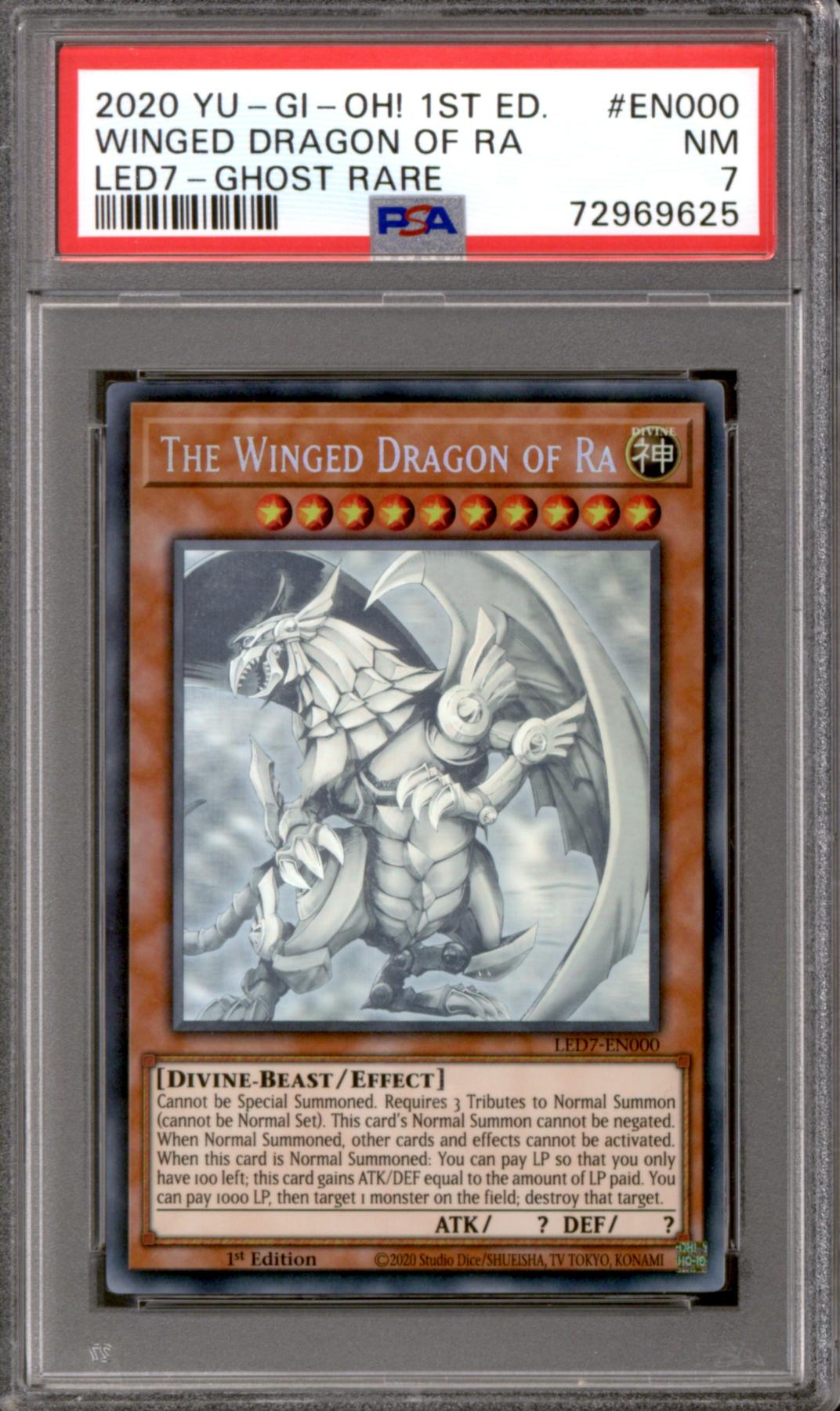 Yu-Gi-Oh Legendary Duelists: Rare Of Ra 1st Edition Ghost Rare The Winged  Dragon Of Ra LED7-EN000 PSA 7