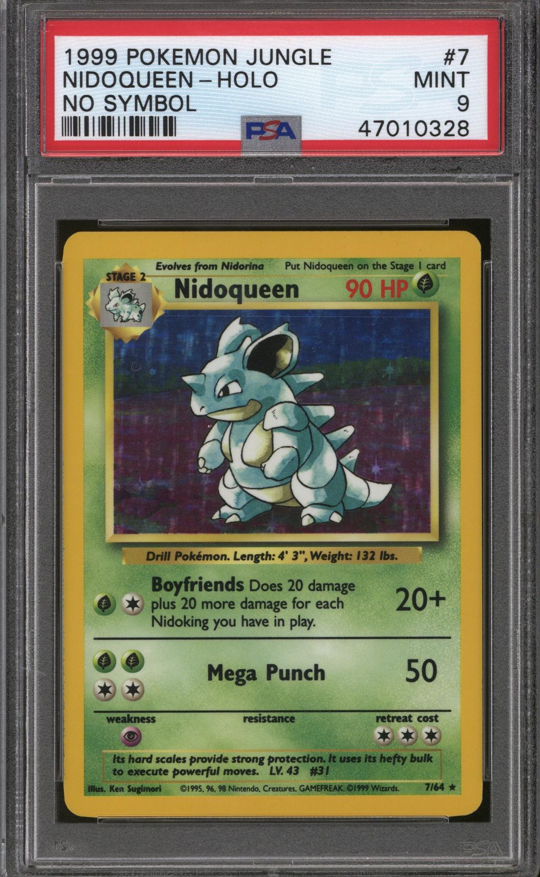 Pokemon Jungle No Set Symbol Error Nidoqueen 7/64 PSA 9