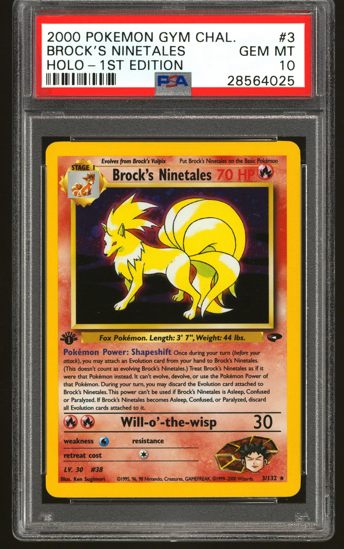 Pokemon Gym Challenge 1st Edition Brock's Ninetales 3/132 PSA 10