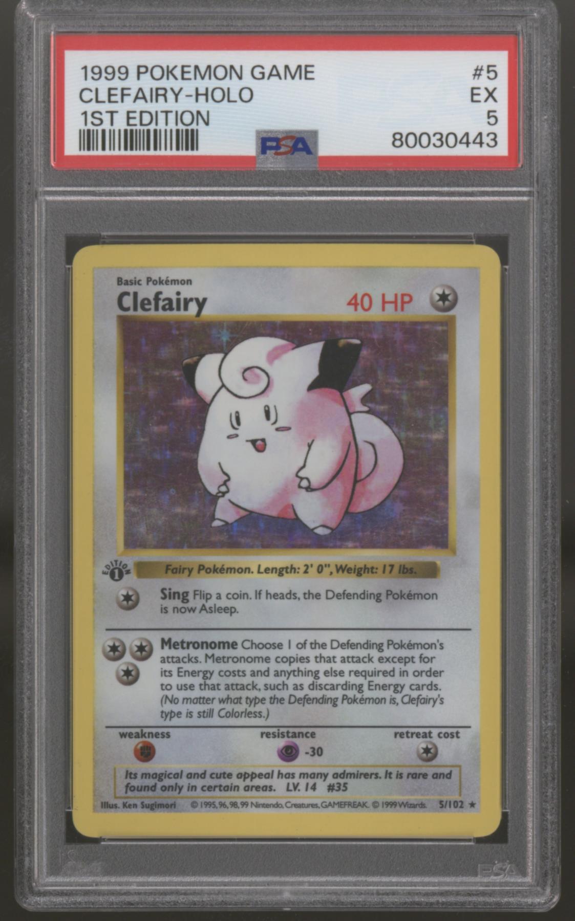 Pokemon Base Set 1st Edition Shadowless Clefairy 5/102 PSA 5 | DA Card ...