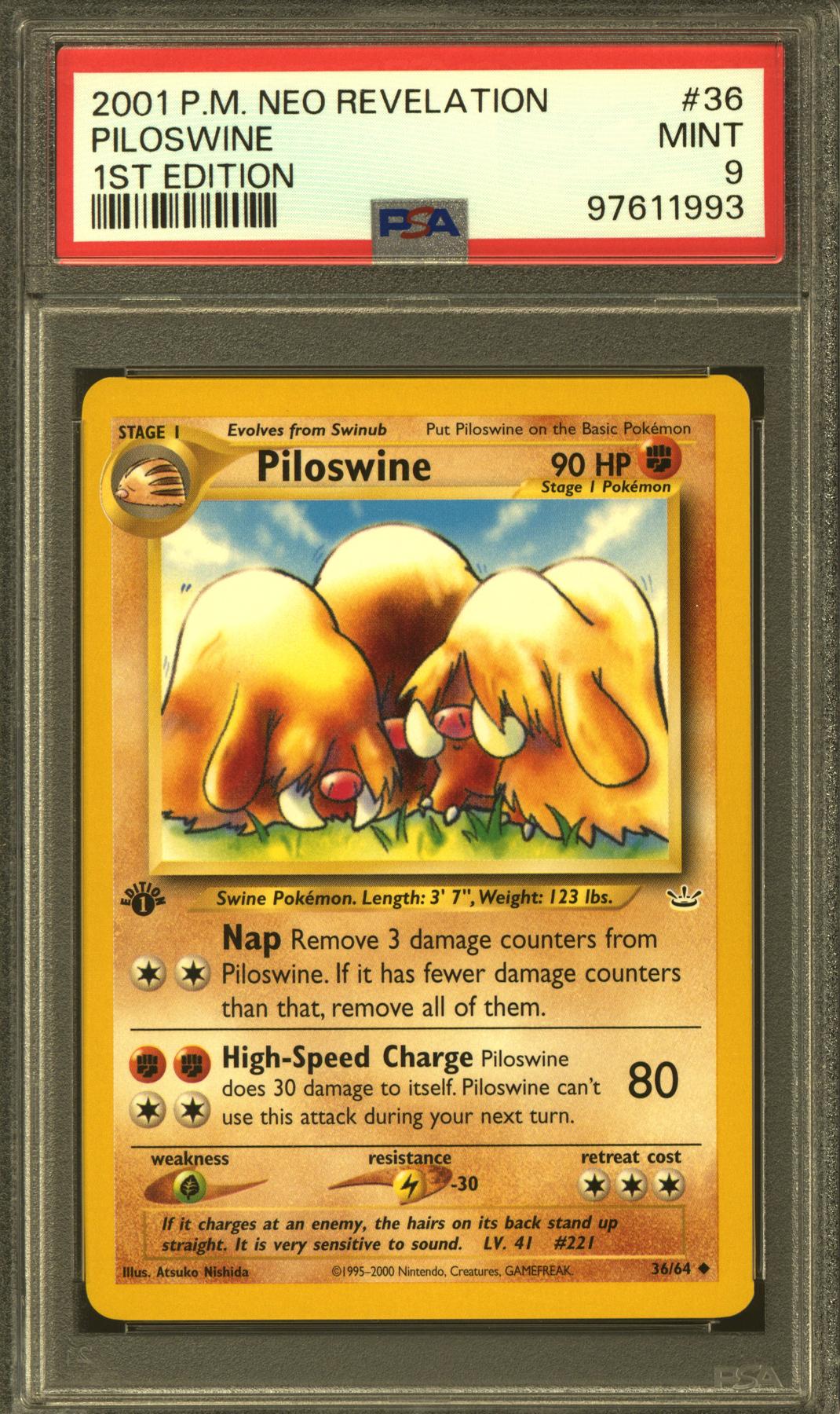 Pokemon Neo Revelation 1st Edition Piloswine 36/64 PSA 9 | DA Card
