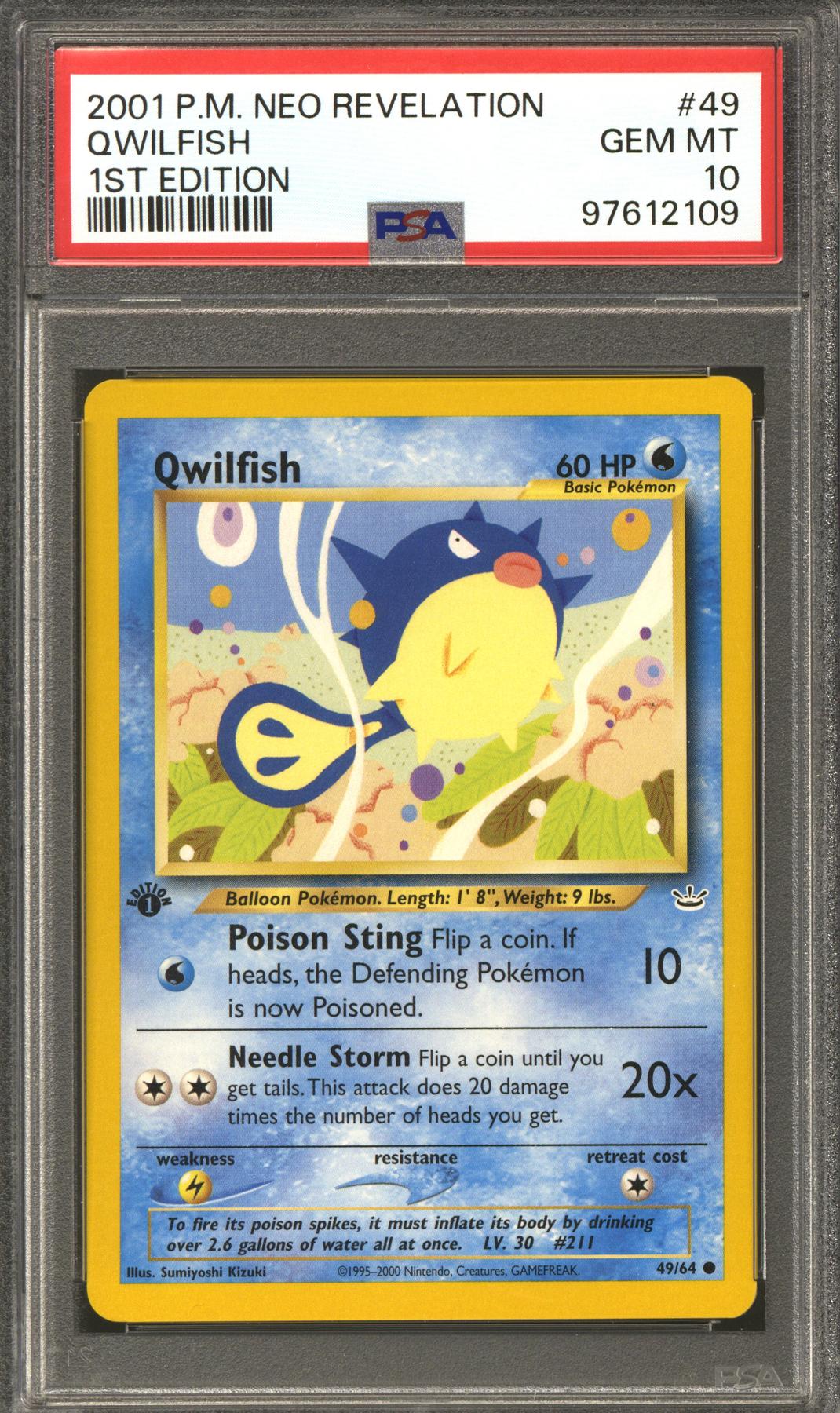 Pokemon Neo Revelation 1st Edition Qwilfish 49/64 PSA 10 GEM MINT | DA Card  World