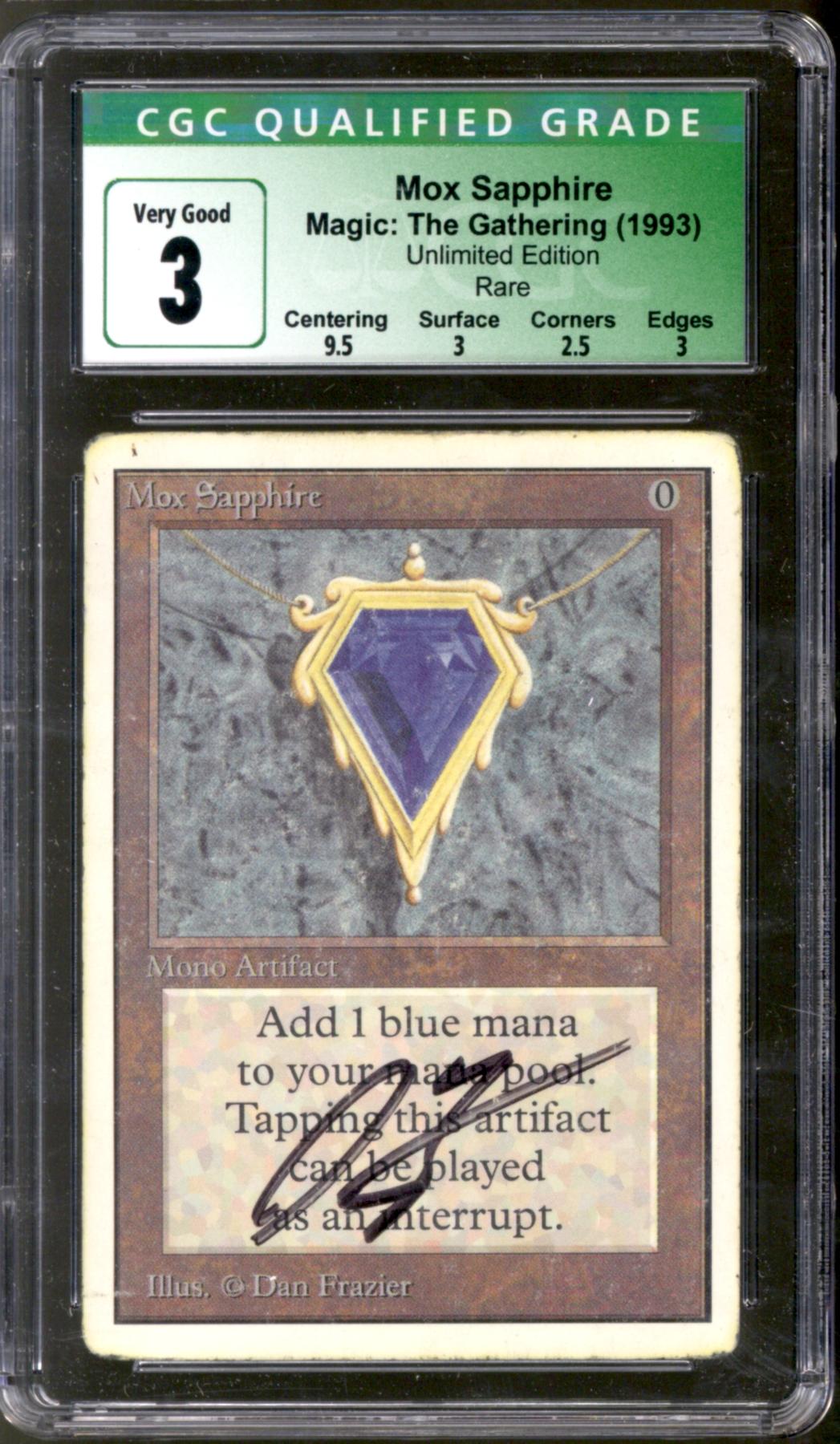 Magic The Gathering Unlimited Mox Sapphire Cgc 3 Inked Heavily Played