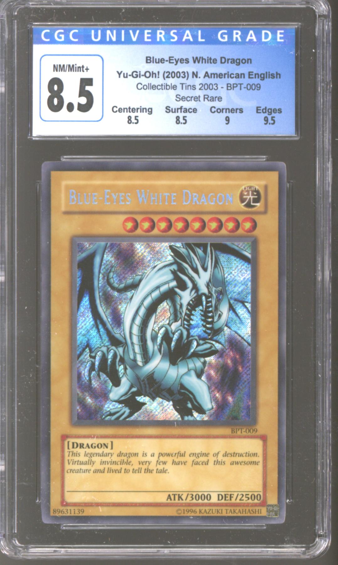 Yugioh Blue-Eyes White Dragon * hotsell BPT-003 Secret Rare 2003 Tin Promo * PSA 8