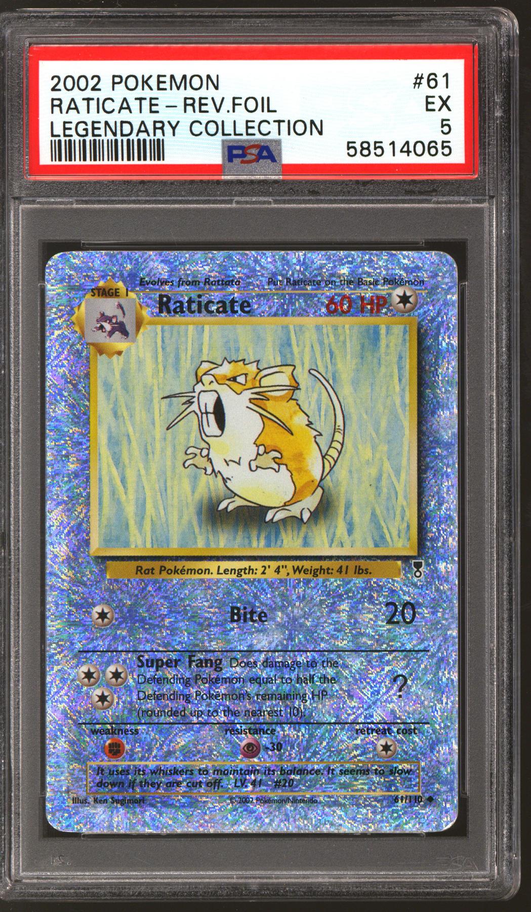 Pokemon Legendary Collection Reverse Holo Foil Raticate 61/110 PSA 5 ...