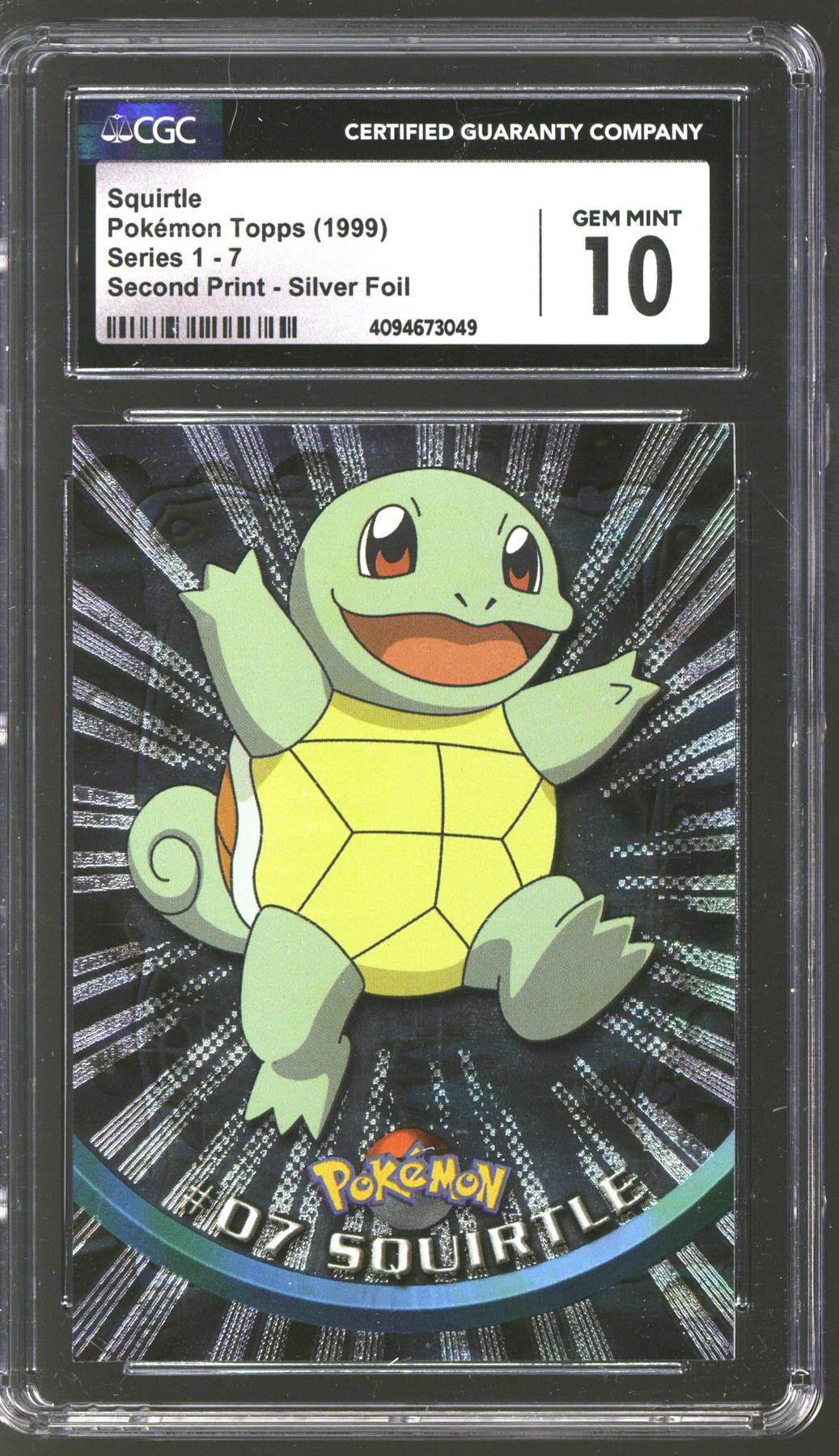 Pokemon Topps TV Series 1 Silver Foil Squirtle 7 CGC 10 GEM