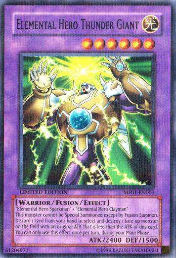 Yu-Gi-Oh MF01 Single Elemental Hero Thunder Giant Parallel Rare - NEAR ...